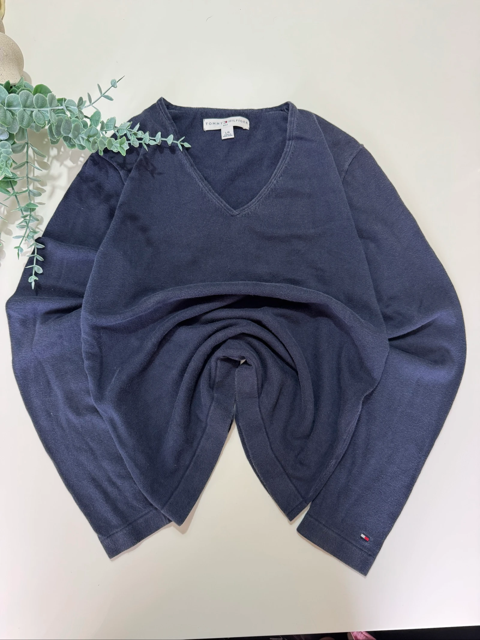 Suรฉter Vintage Tommy Hilfiger Golf Gola V Azul Marinho Tamanho G